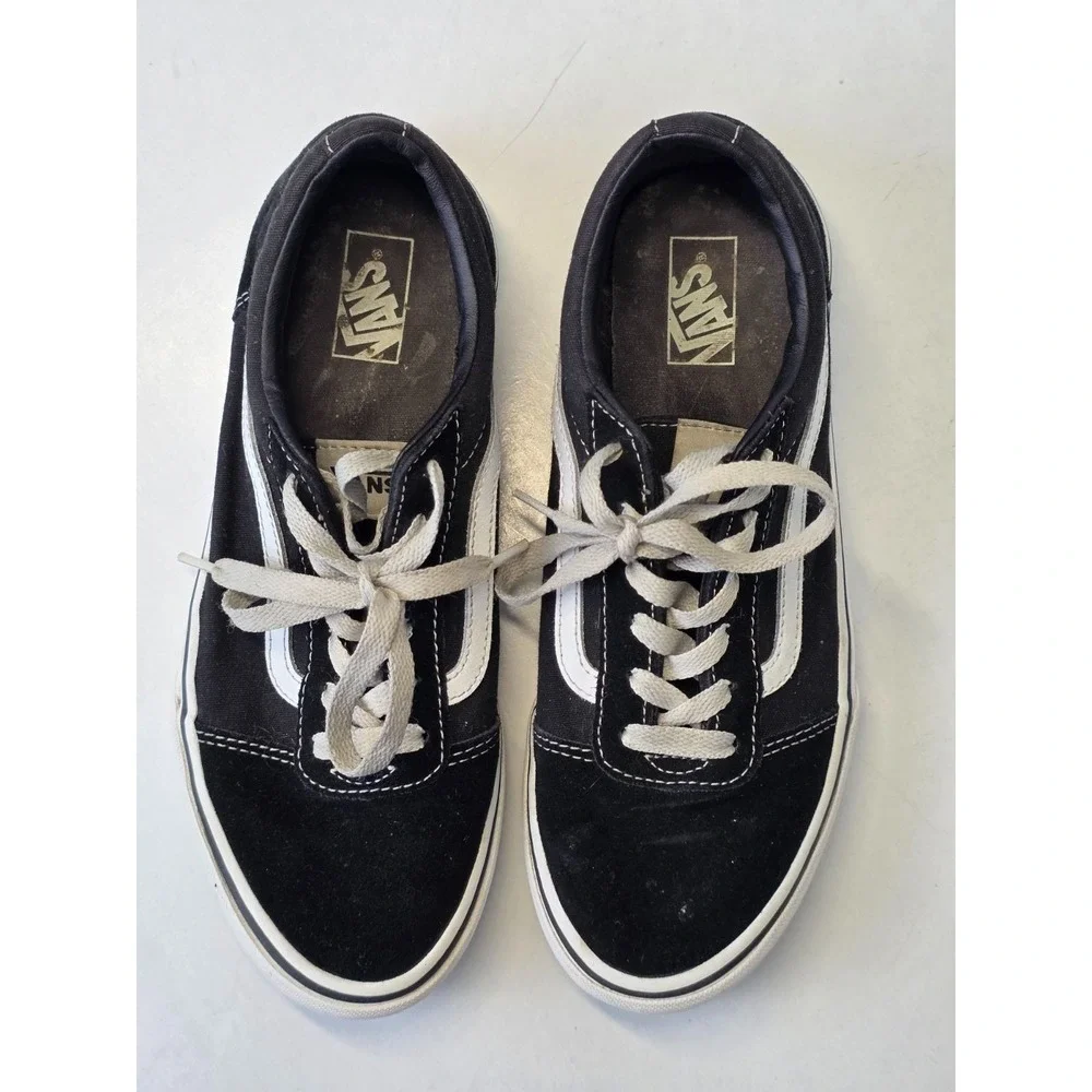 Vans Old School Youth‎ Sneakers Size 6 Black White Suede Canvas Low Top Shoes